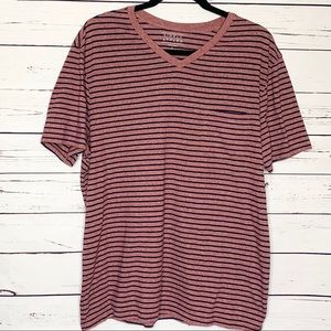 Simply Styled Men’s Red & Blue Striped V Neck T-Shirt Size Large
